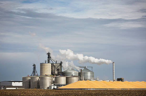 istock Ethanol Plant and Large Pile of Corn in The Midwest. 464938656