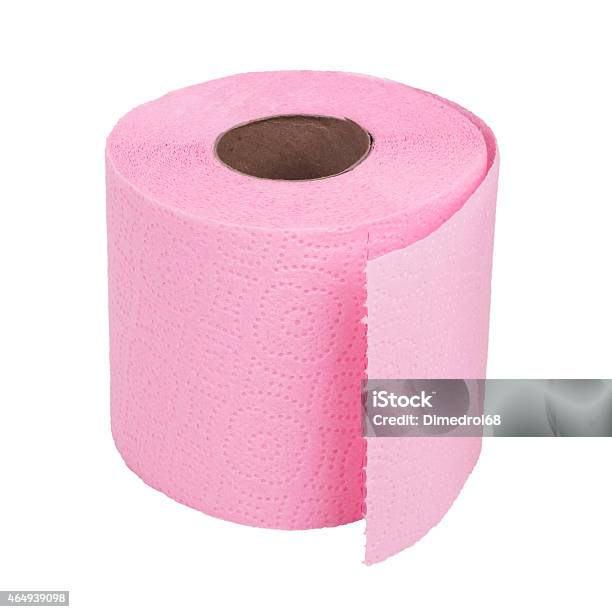 Roll Of Pink Toilet Paper On White Background Stock Photo
