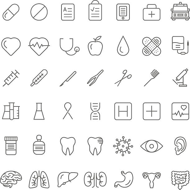 medical symbol - human ear thermometer surgeon healthcare and medicine stock-grafiken, -clipart, -cartoons und -symbole