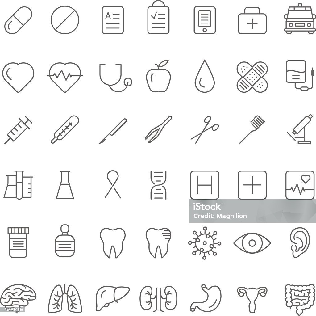 Medical Icons Medical icons set. 42 vector icons for medicine. Thin line icon set. Icon Symbol stock vector