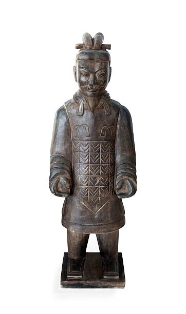 istock Chinese warrior statue with clipping path.  Isolated on white. 464939514
