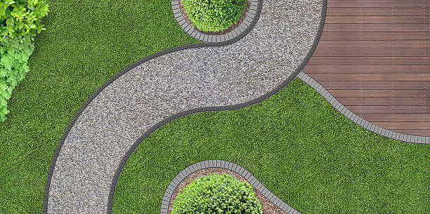 progettazione giardini dall'alto - formal garden flower bed lawn ornamental garden foto e immagini stock