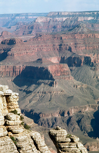 Telephoto view across Grand Canyon from the South to North Rim Arizona