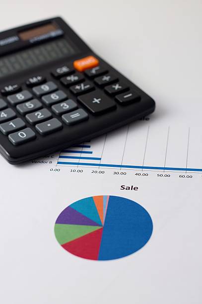 istock Pie chart with Sale headline and calculator 464939864