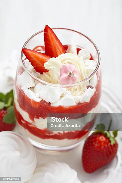 Eton Mess With Strawberry Cream And Meringue Stock Photo - Download Image Now - Backgrounds, Berry Fruit, Branch - Plant Part