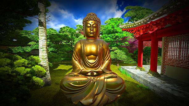 istock Buddha Statue in garden 464940066