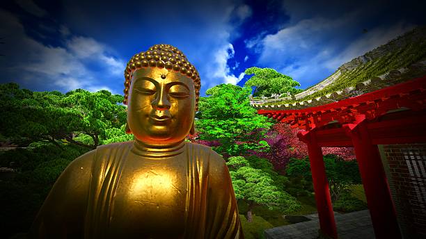 istock Buddha Statue in garden 464940072