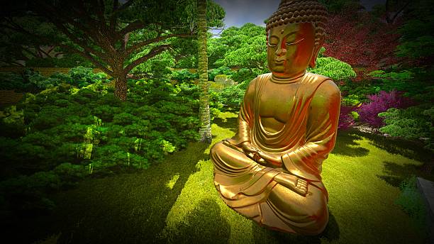 istock Buddha Statue in garden 464940074