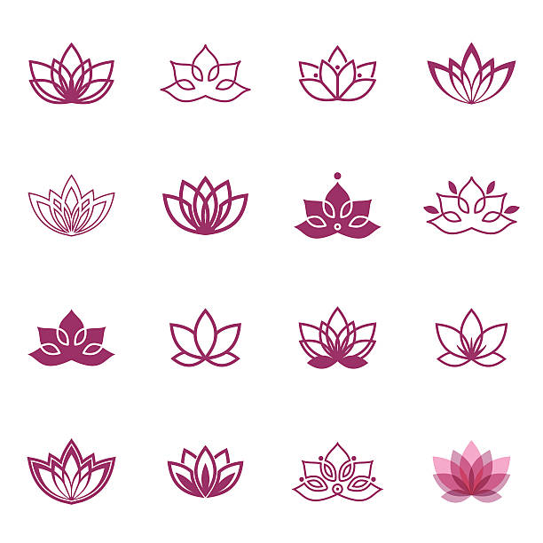 vektor-etiketten für wellness-branche lotus - design abstract petal asia stock-grafiken, -clipart, -cartoons und -symbole