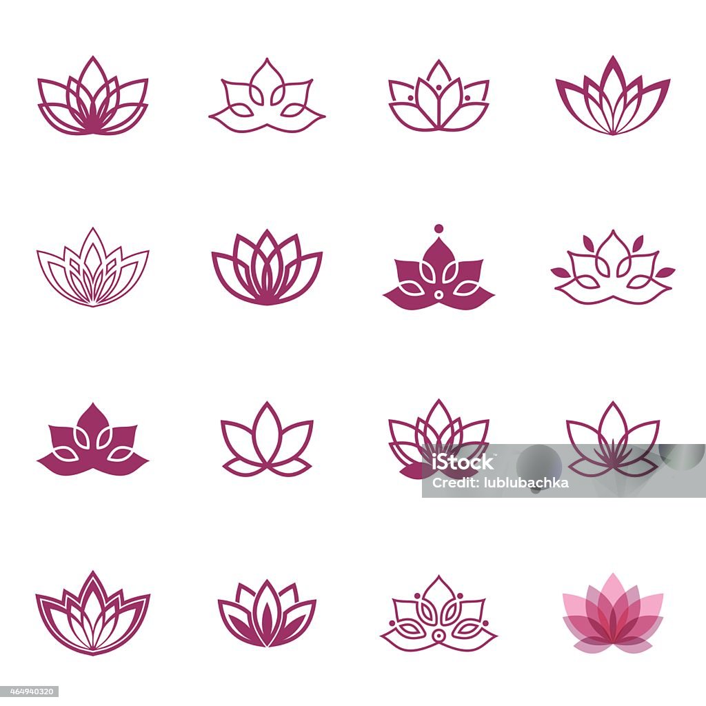 Vector Lotus labels for Wellness industry Lotus symbol icons. Vector floral labels for Wellness industry Lotus Water Lily stock vector
