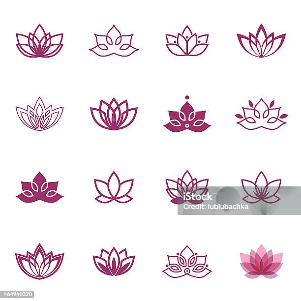 Vector Lotus Labels For Wellness Industry Stock Illustration - Download Image Now - Lotus Water Lily, Vector, Tattoo