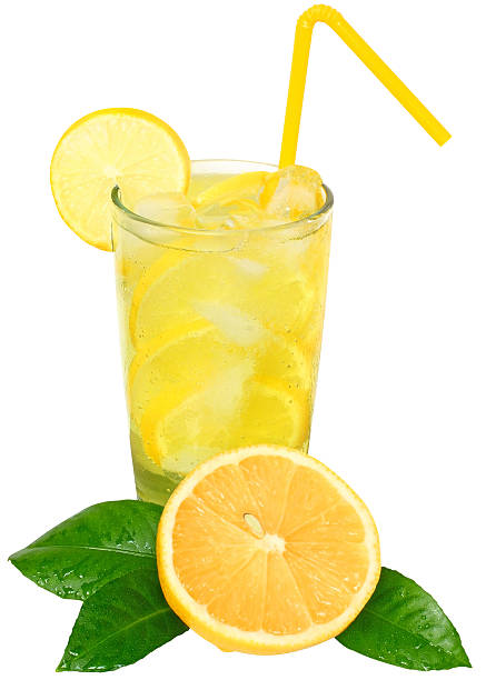 istock Lemonade with ice cubes and sliced lemon. 464941763