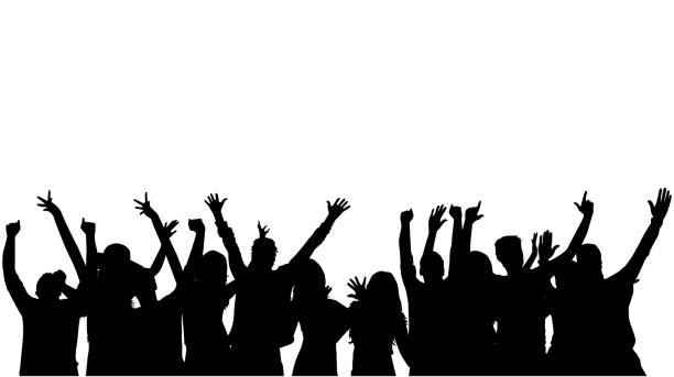 istock Silhouette of a group of people dancing 464943312
