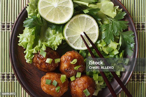 Fish Balls In Curry Sauce With Lime Top View Stock Photo - Download Image Now - 2015, Above, Appetizer