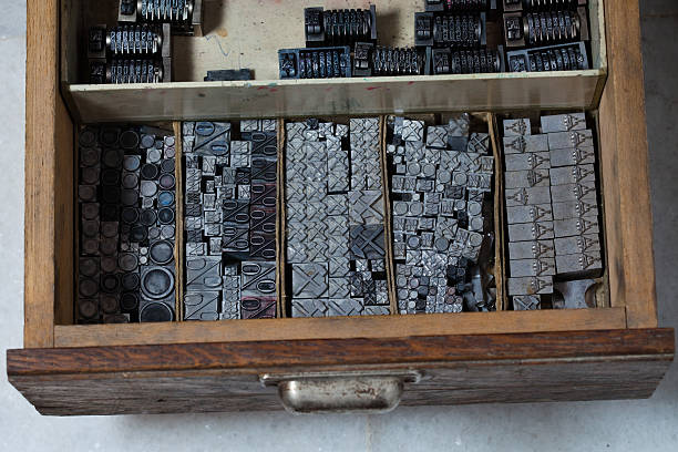 Metal printing press symbols
