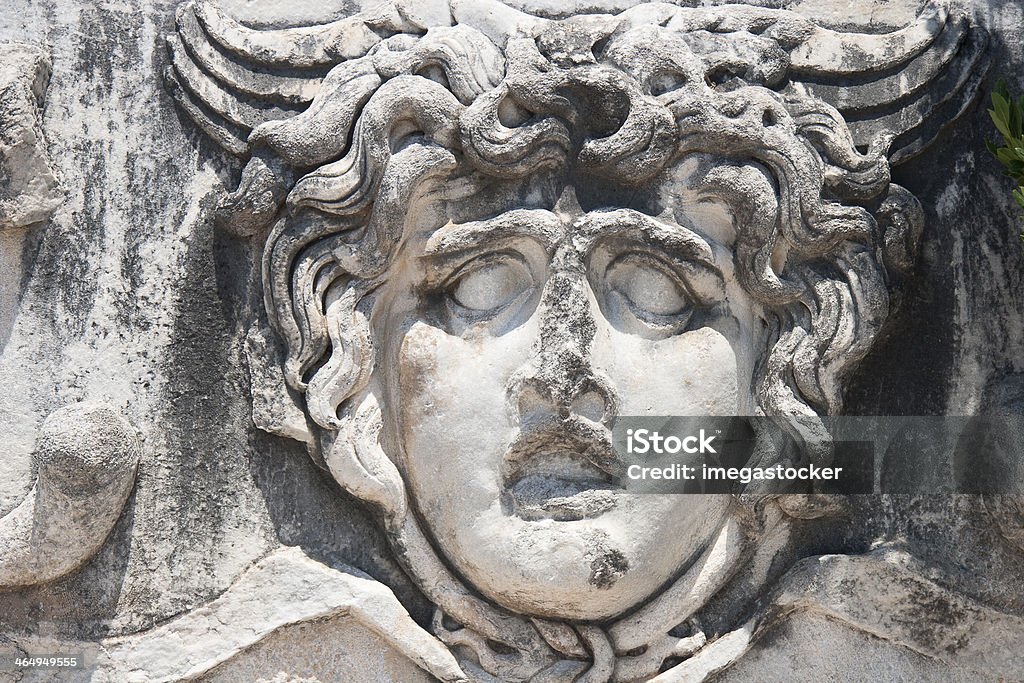 Medusa Gorgon in Apollo Temple Medusa Gorgon in Apollo Temple - Didyma in Aydin, Turkey Anatolia Stock Photo