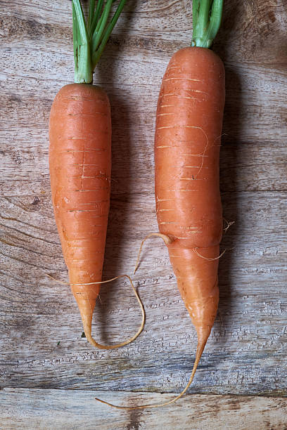 istock Two Organic Carrots On A Chopping Board 464951930