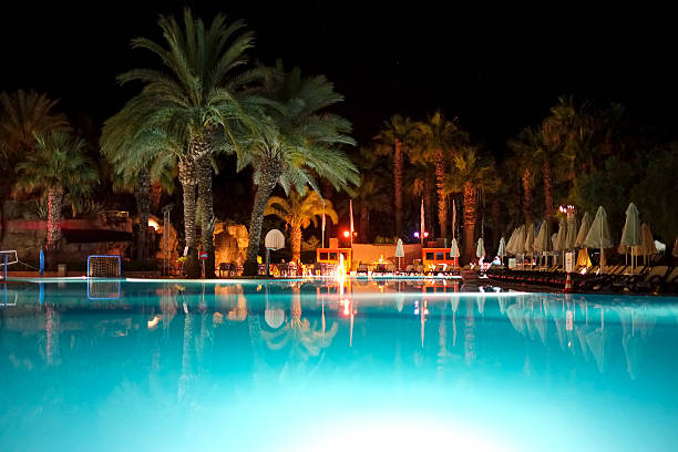 istock Holiday resort at night time 464952951