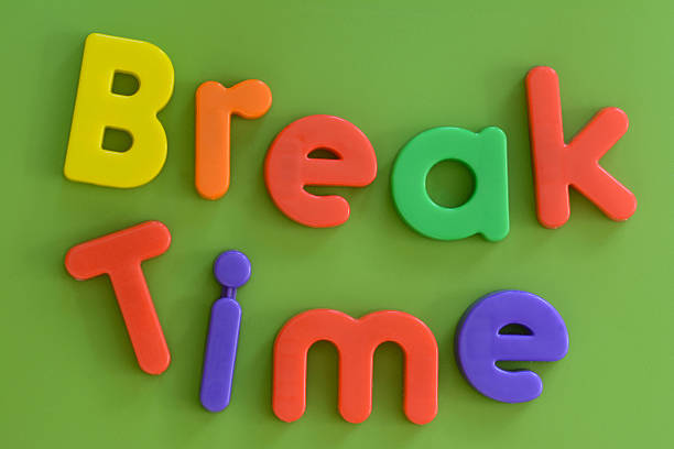 istock Close up of Break Time words in colorful plastic letters 464960081