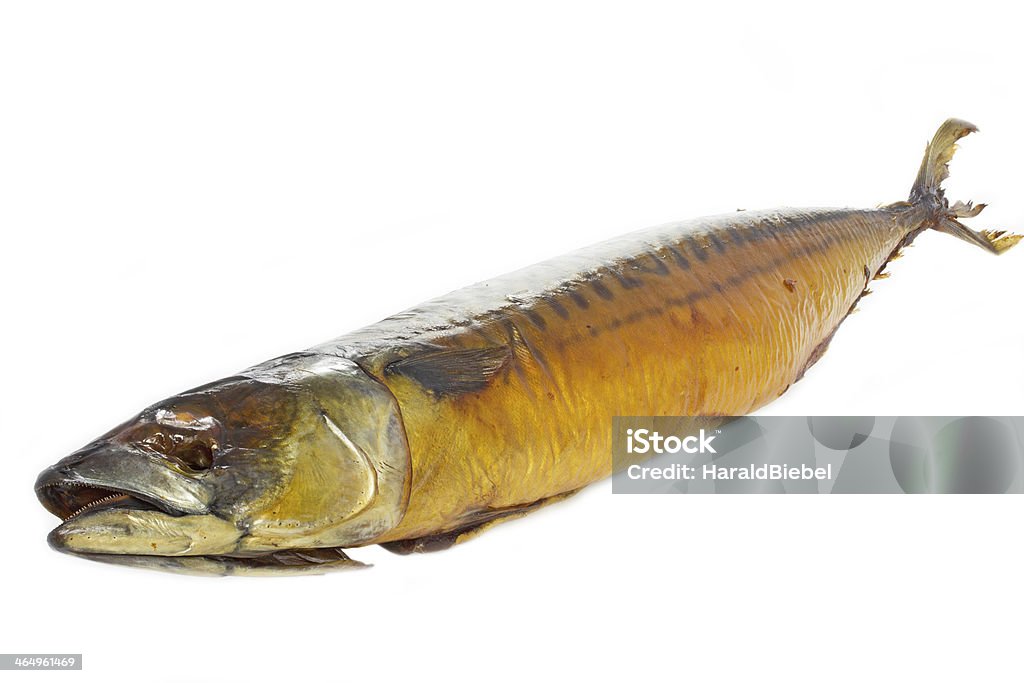 Smoked mackerel on white background Brown Stock Photo
