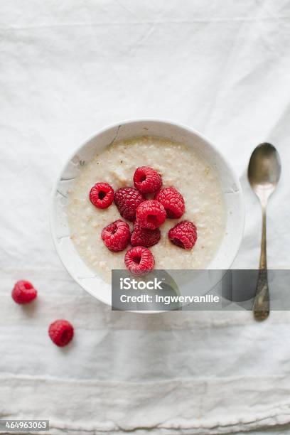 Porridge With Raspberries Stock Photo - Download Image Now - Berry Fruit, Breakfast, Food
