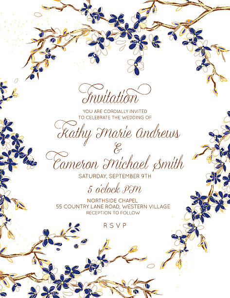 illustrazioni stock, clip art, cartoni animati e icone di tendenza di fiore di ciliegio di nozze set - wedding invitation invitation formalwear flower