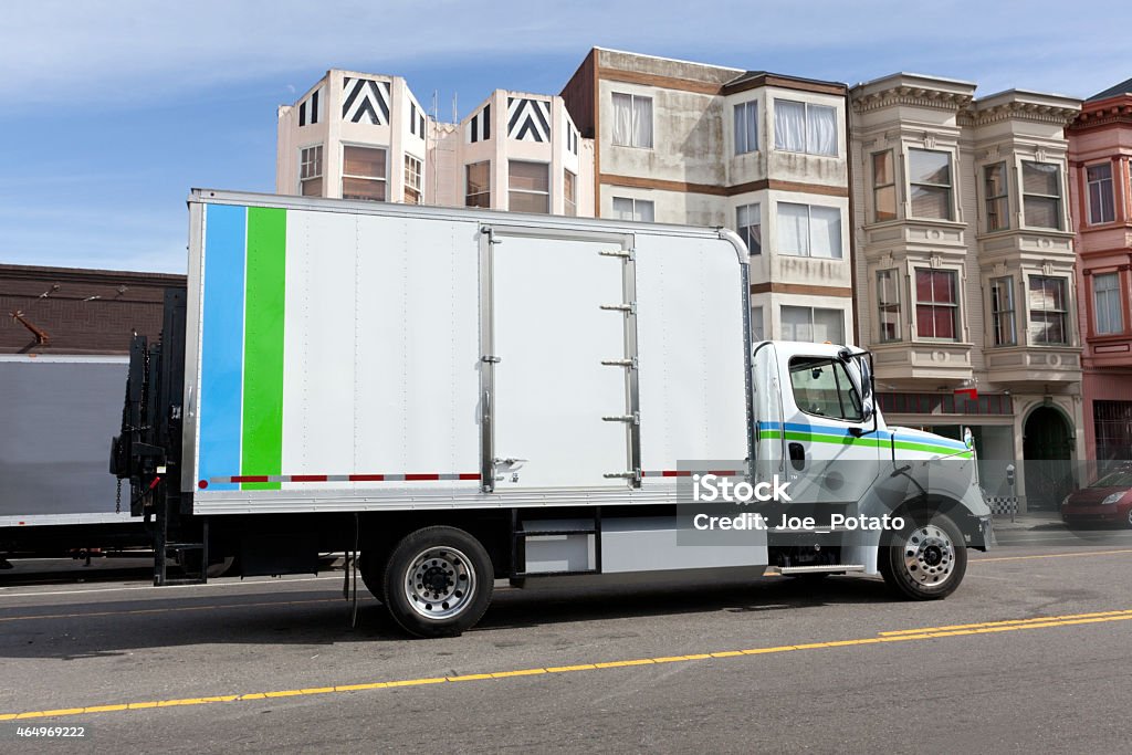 Delivery Truck White delivery truck/van on San Francisco street Horizontal.-For more trucks, trailers, and vans, click here.  TRUCKS, TRAILERS, and VANS  City Stock Photo