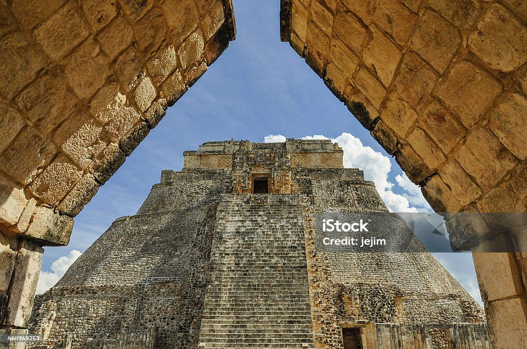 Pyramid of the Magician - Uxmal, Mexico The Pyramid of the Magician is a Mesoamerican step pyramid located in the ancient, Pre-Columbian city of Uxmal, Mexico. Aztec Civilization Stock Photo