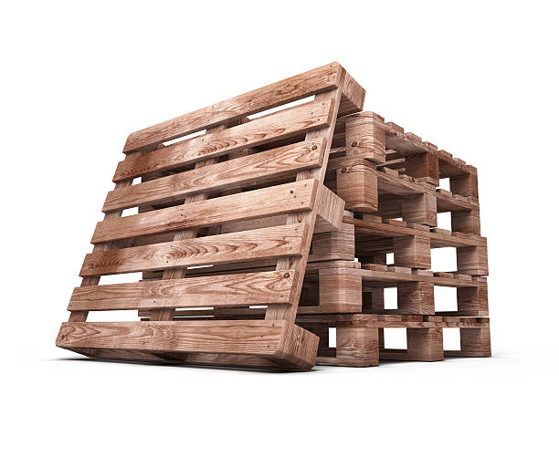 istock Stack of wooden pallets close-up 464971924