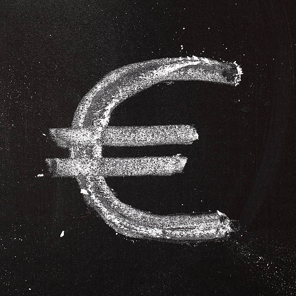 euro sign euro sign on chalk board banknote euro close up stock illustrations