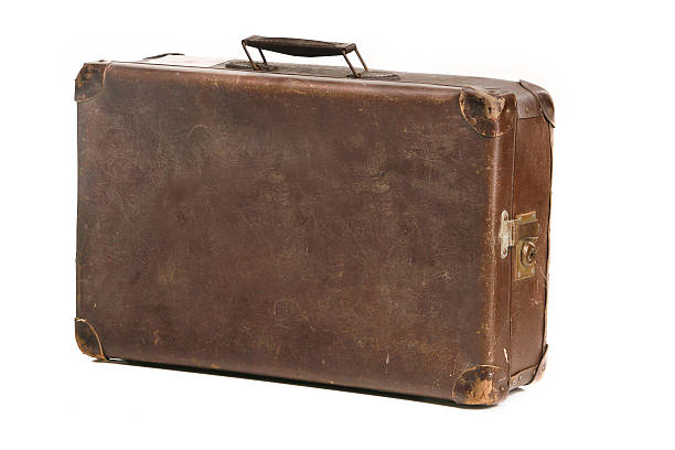 istock Vintage brown suitcase on white background 464972102