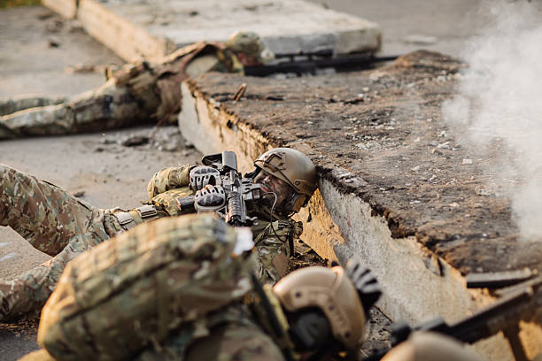 istock group of soldiers was ambushed and returned fire leads 464975026