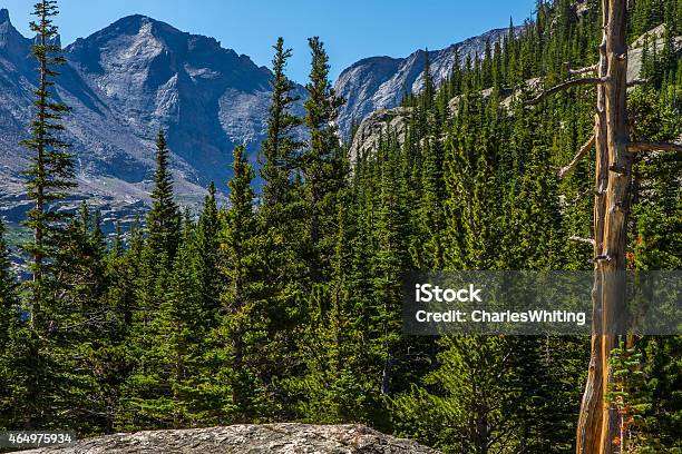Pagoda Mountain Towers Above The Mills Lake Trail Stock Photo - Download Image Now - 2015, Colorado, Horizontal