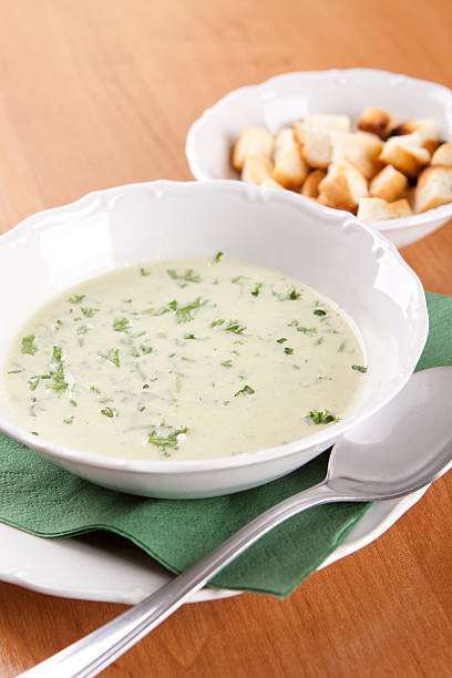 istock Cabbage soup cream with toasted sandwich 464976471
