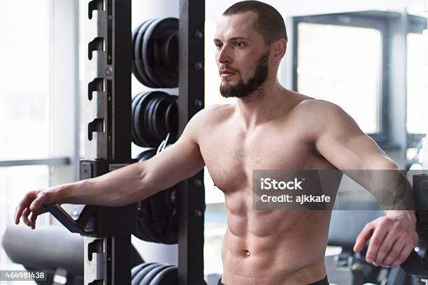 Male Bodybuilder At Gym Stock Photo - Download Image Now - 2015, 30-39 Years, Active Lifestyle