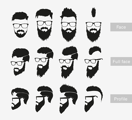 hairstyles with a beard in the face, full face