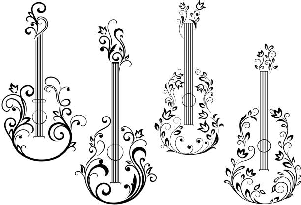 Floral Acoustic Guitar Icons Stock Illustration - Download Image Now -  Guitar, Flower, Flourish - Art - iStock