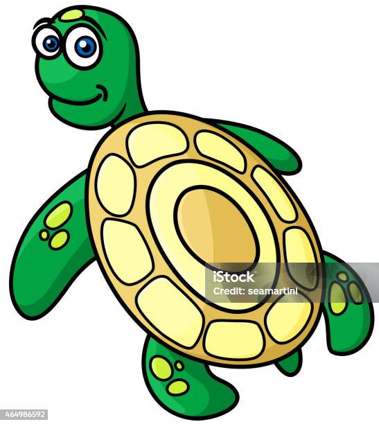 Cartoon Green Sea Turtle Character Stock Illustration - Download Image Now - 2015, Amphibian, Animal