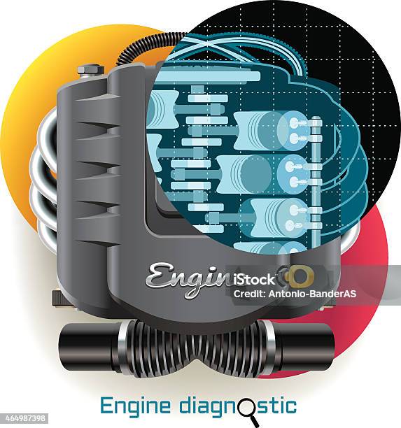 Engine Diagnostic Stock Illustration - Download Image Now - Car, Engine, High Angle View