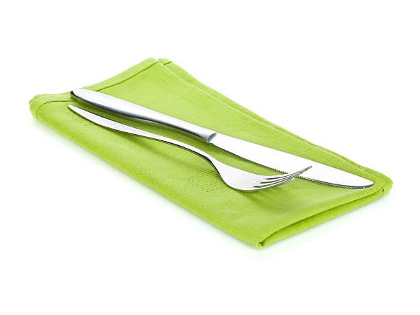 istock Silverware or flatware set of fork and knife on towel 464987495
