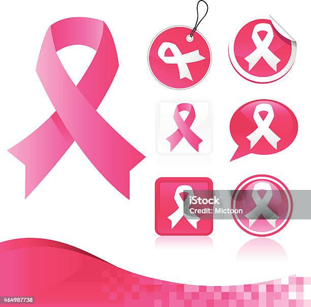 Pink Ribbons Kit Stock Illustration - Download Image Now - Pixelated, 2015, Breast Cancer