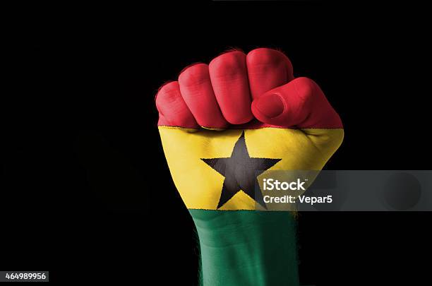 Fist Painted In Colors Of Ghana Flag Stock Photo - Download Image Now - 2015, Aggression, Authority