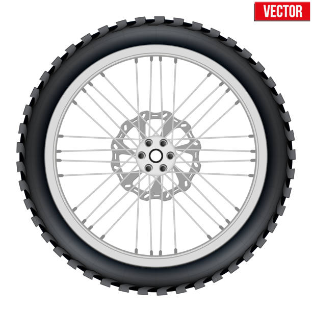istock Motorbike enduro wheel with brake rotor and tire 464990142