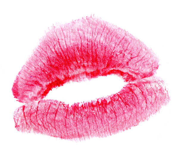 istock Woman's kiss stamp on a white 464991171
