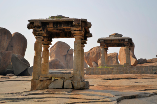 Abandoned ruins in Hampi's strange landscape, Karnataka, India