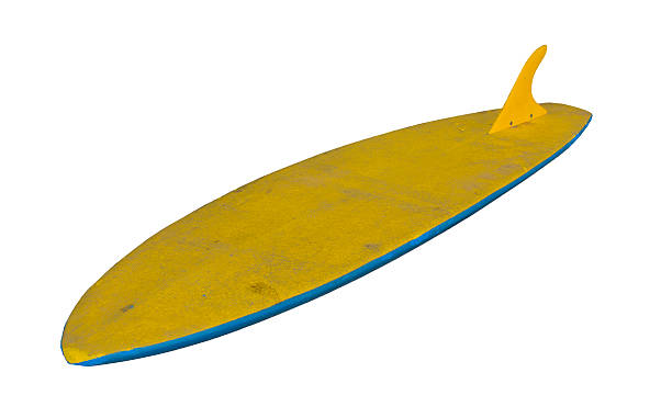 istock Vintage 70's Foam Surfboard isolated on white 464996550