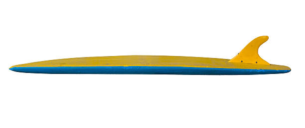 istock Vintage 70's Foam Surfboard isolated on white 464996554