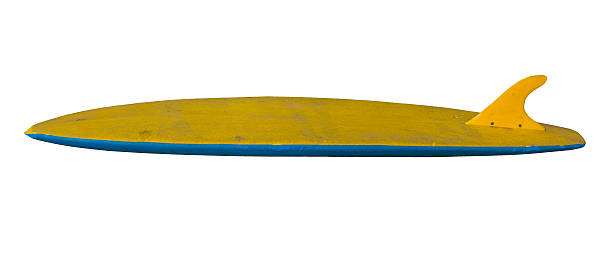 istock Vintage 70's Foam Surfboard isolated on white 464996556
