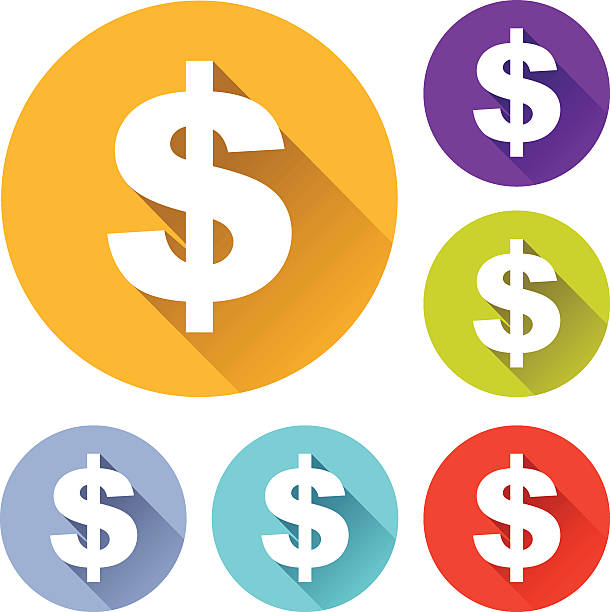 colorful round icons with dollar sign - dolar stock illustrations