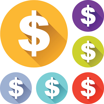 vector illustration of six colorful dollar icons